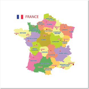 Administrative Map of France Posters and Art